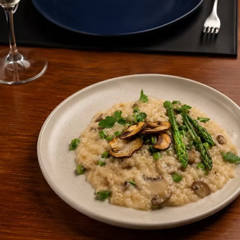 Risoto de Cogumelos com aspargos