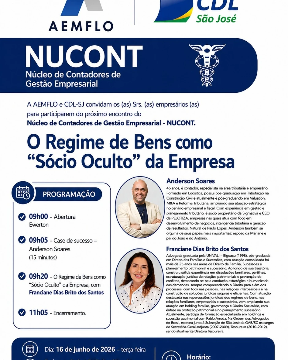 NUCONT - O Regime de Bens como “Sócio Oculto” da Empresa, com Franciane Dias Brito dos Santos