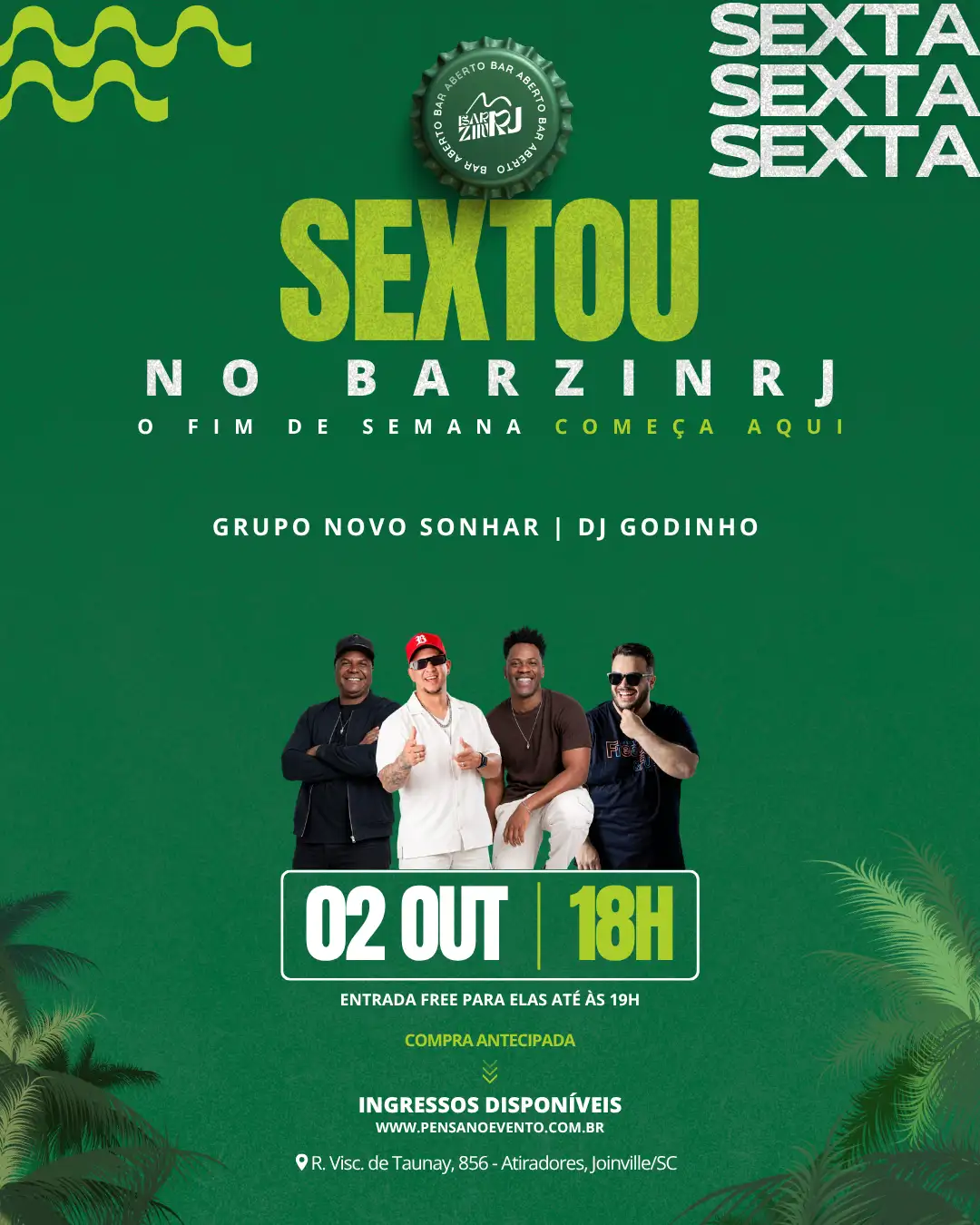 Sextou no BarzinRj: Novo Sonhar + Dj Godinho