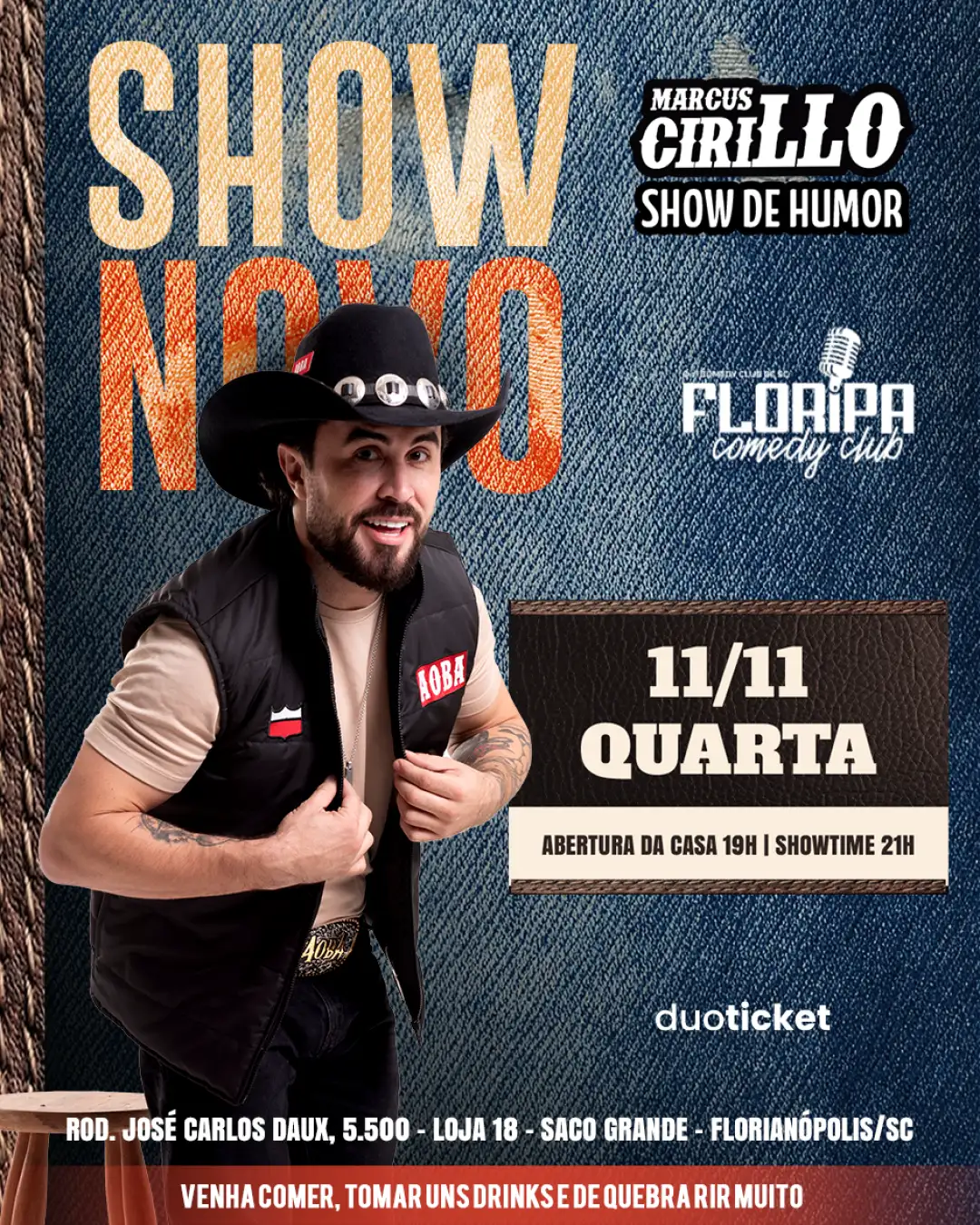 MARCUS CIRILLO - NOVO SHOW - 21h