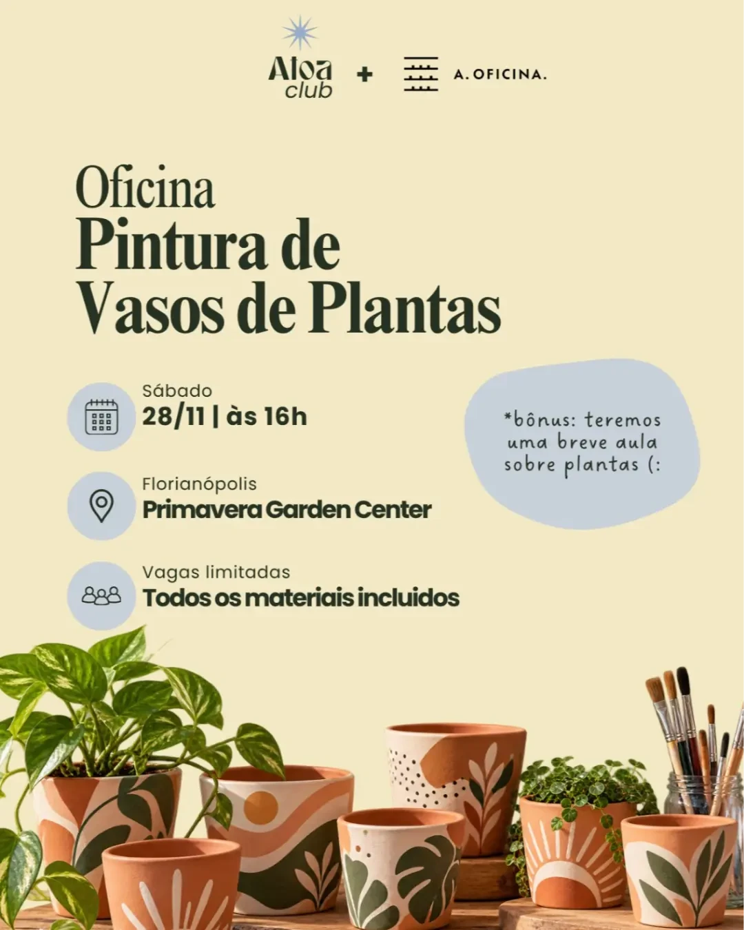 Pintura de vasos de plantas entre mulheres 🌿🎨